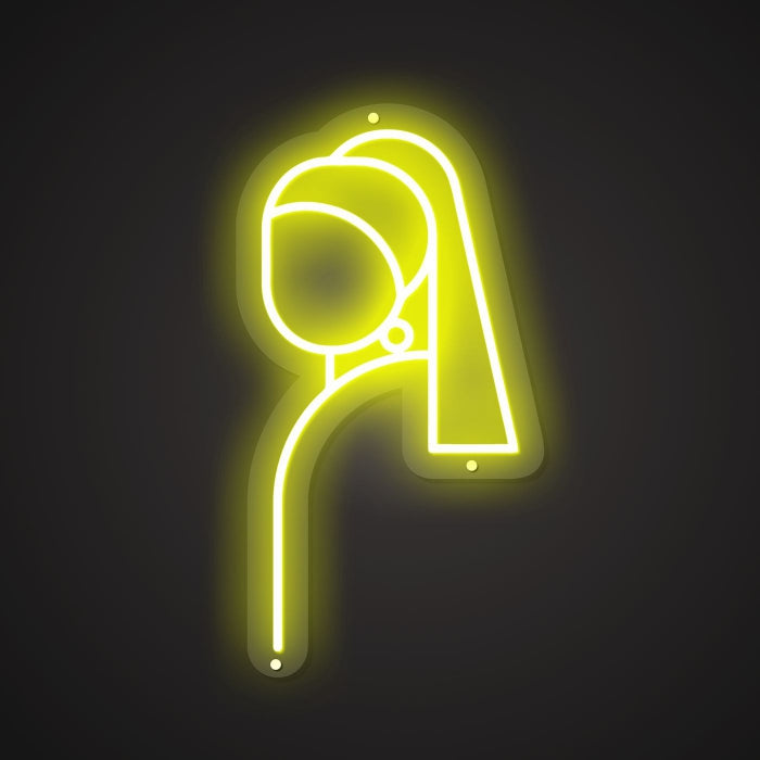 Dazzling Neon Surrealist Pearl Girl Sign