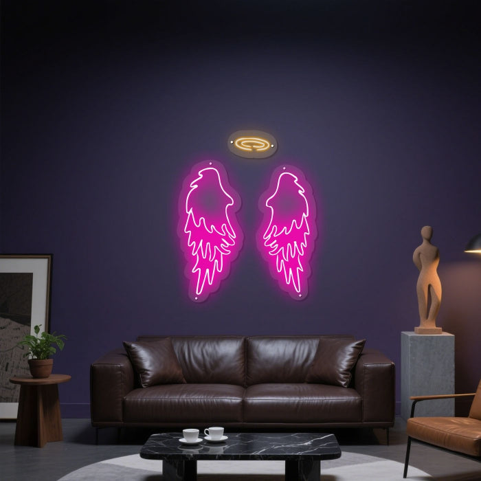 Angel wings Neon Illumination of Purity
