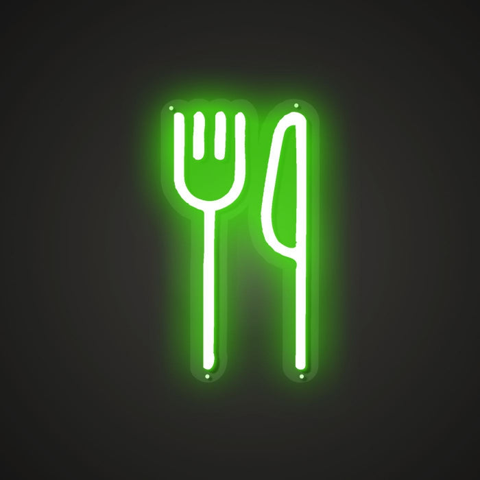 Glistening Neon Cutlery Sign