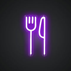 Glowing Knives and Forks Neon Display