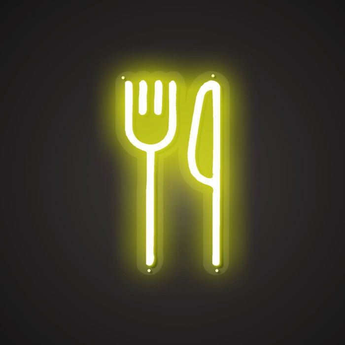 Illuminated Knives and Forks Neon Artwork