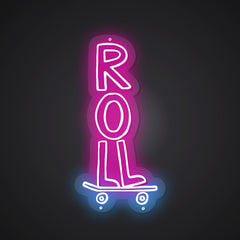 Neon-spun Roll Sign