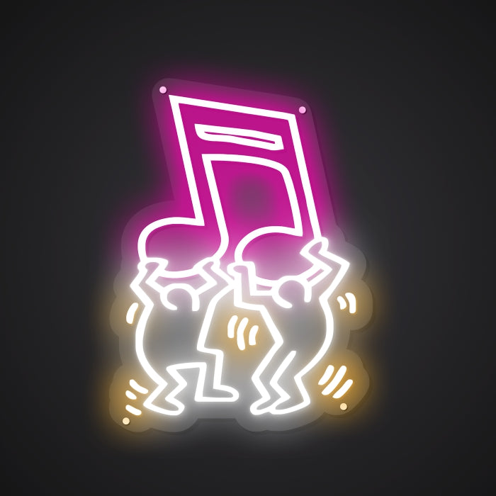 Neon-powered Turn on the music Sign