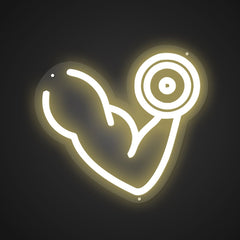 Neon Emblem of Strength Building