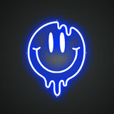 Lächelndes Gesicht schmilzt Neonschild