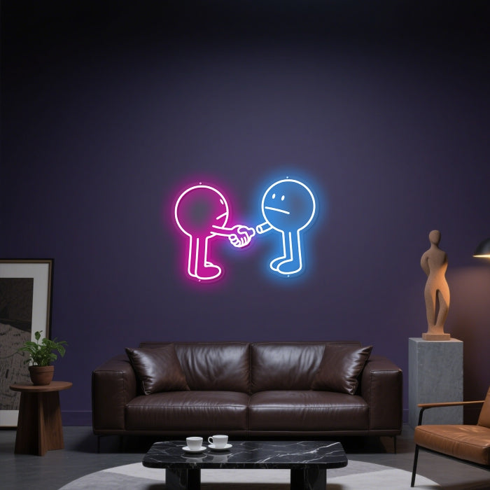 Glowing Neon Gesture of Agreement Display