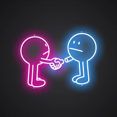 Neon-clasped Shake Hands Sign