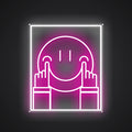 Neon-bolstered Prop up a Smiling Face Sign