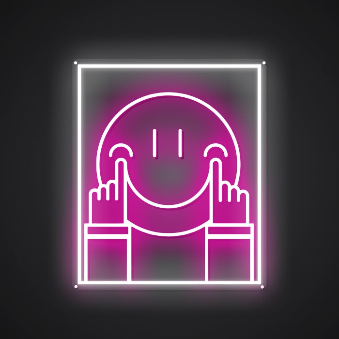 Neon-bolstered Prop up a Smiling Face Sign