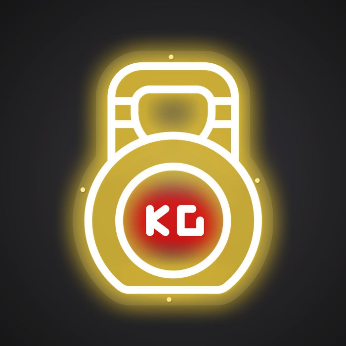 Neon-weighted Kilogram dumbbell Sign