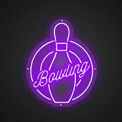 Neon Emblem of Bowling Pins
