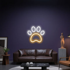 Glowing Neon Feline Footprint Display
