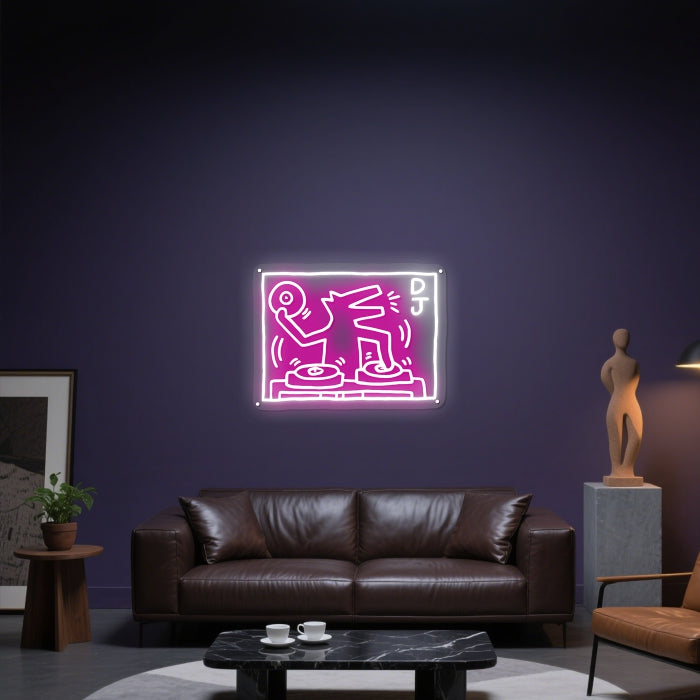 Glowing Neon Turntable Maestro Display