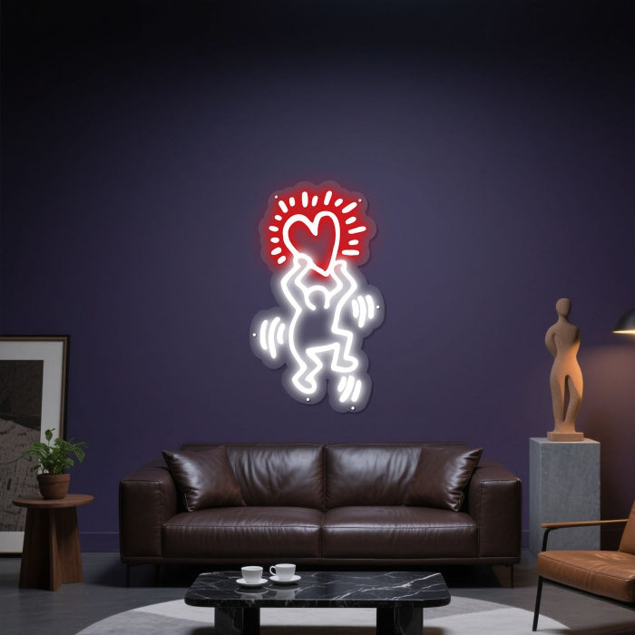 Glowing Neon Affectionate Gesture Display