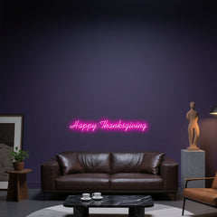 Glowing Neon Turkey Day Cheer Display