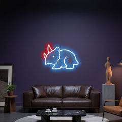 Glowing Neon Horned Dinosaur Display