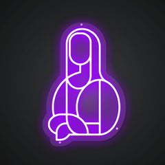 Neon-warped Abstract Mona Lisa Sign