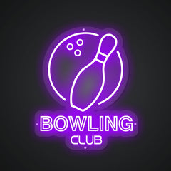 Neon Emblem of Bowling Enthusiasts
