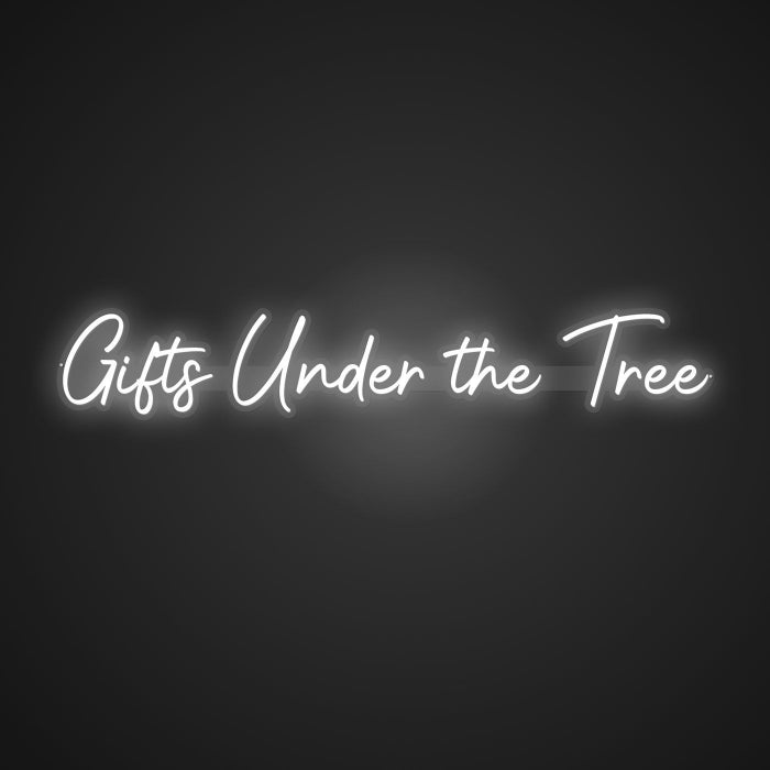 Illuminated Gifts Under the Tree Neon Anticipation