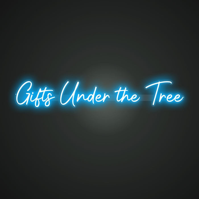Neon-wrapped Gifts Under the Tree Sign