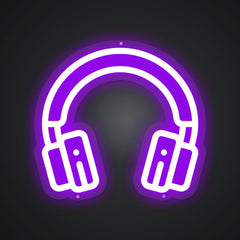 Neon-wrapped Headphones Sign