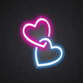 Neon-intertwined Two hearts Sign