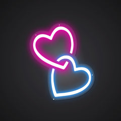 Neon-intertwined Two hearts Sign