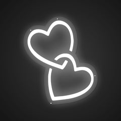 Illuminated Two hearts Neon Connection