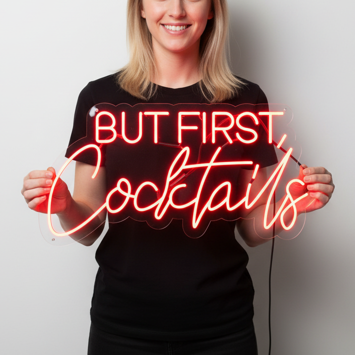 But First, Cocktails Neon Sign