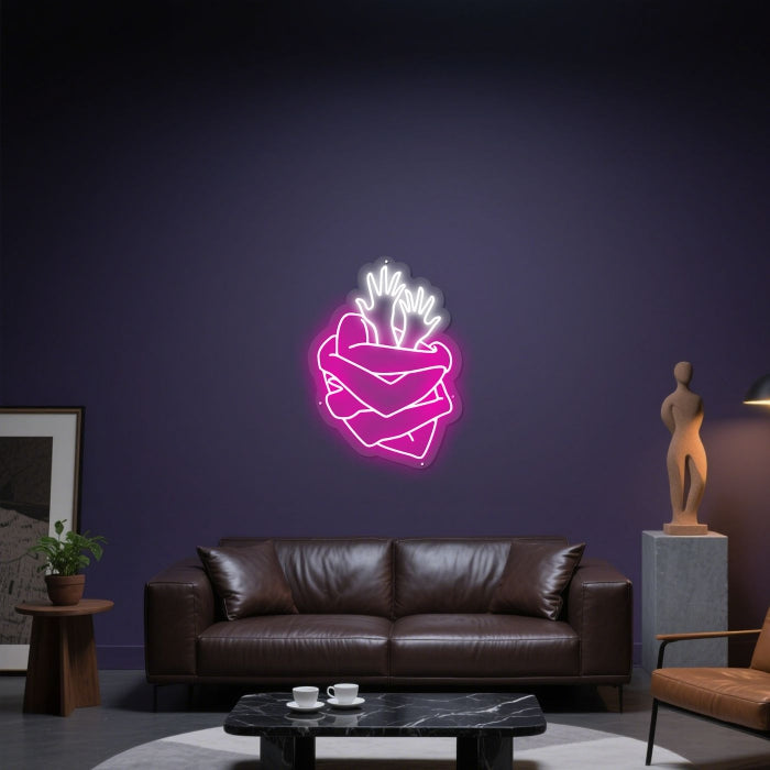 Glowing Neon Warm Embrace Display