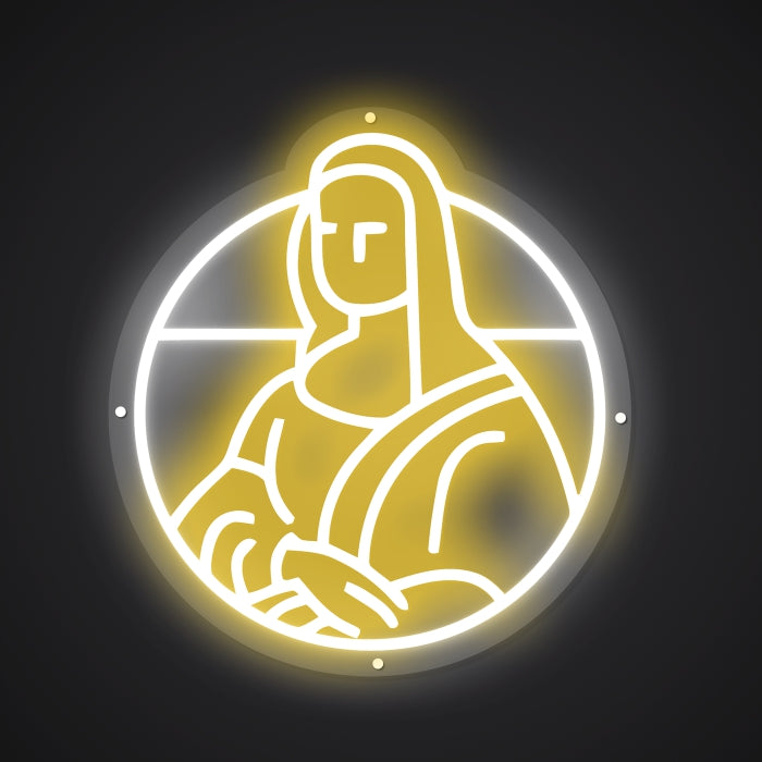 Neon-painted Portrait of Mona Lisa Sign