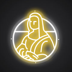 Neon-painted Portrait of Mona Lisa Sign
