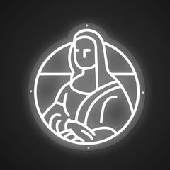 Illuminated Portrait of Mona Lisa Neon Authenticity
