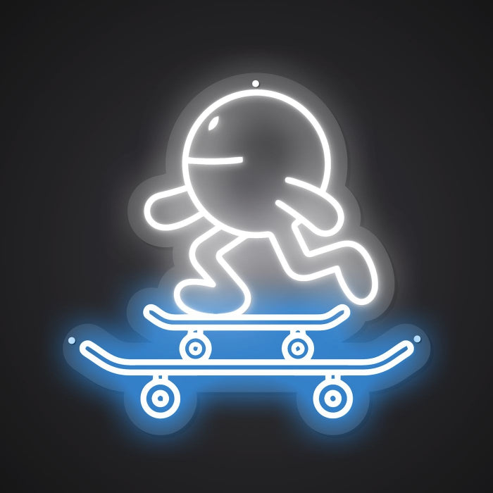 Neon-wheeled Skateboard Sign