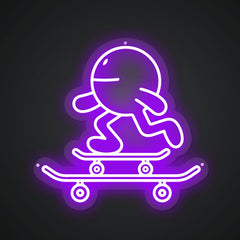 Neon Emblem of Skateboarding Culture