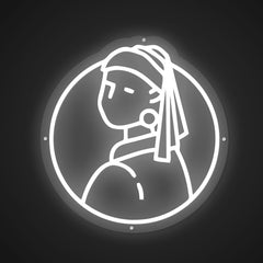 Illuminated Portrait of the Girl with a Pearl Earring Neon Elegance