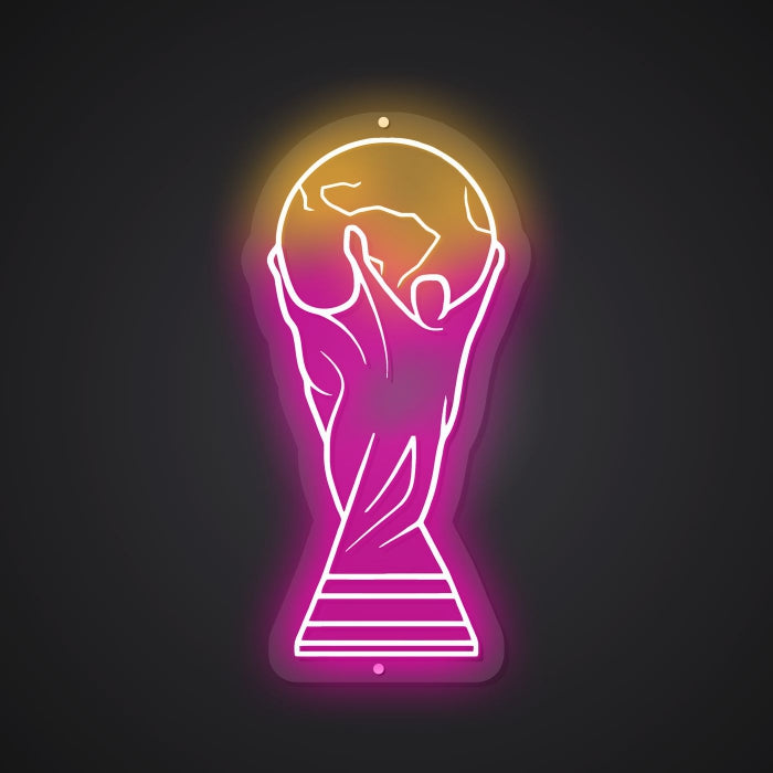 Neon-crowned World Cup Sign