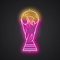 Neon-crowned World Cup Sign