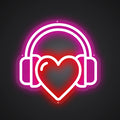 Neon-cuddled Beloved headphones Sign