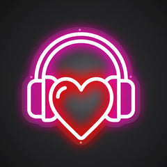 Neon-cuddled Beloved headphones Sign