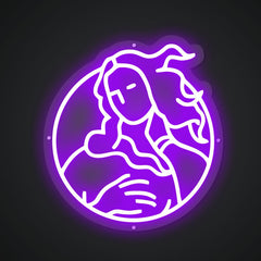 Neon Emblem of Poised Beauty