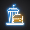 Neon-lit Hamburger Feast Sign