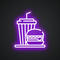 Glowing Neon Burger Combo Display