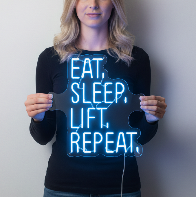Eat Sleep Lift Repeat Neon Signs