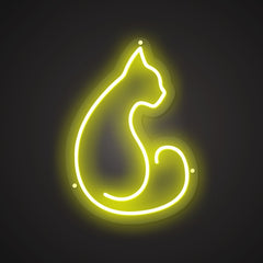 Illuminated Elegant cat Neon Sophistication
