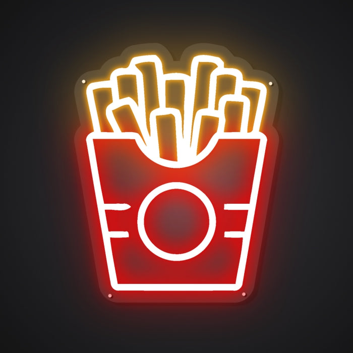 Neon-lit Golden Fry Sign