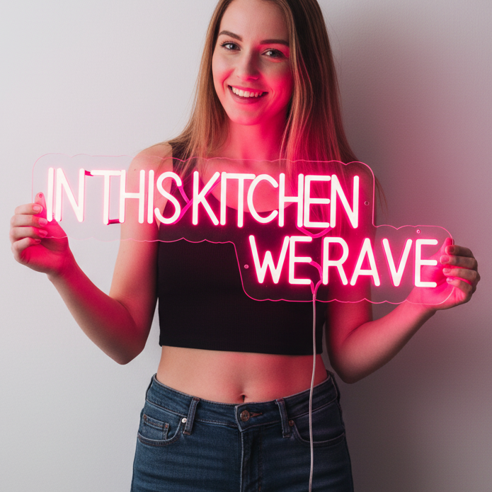 In This Kitchen We Rave Neon Signs