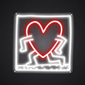 Running heart Neon Illumination of Energy