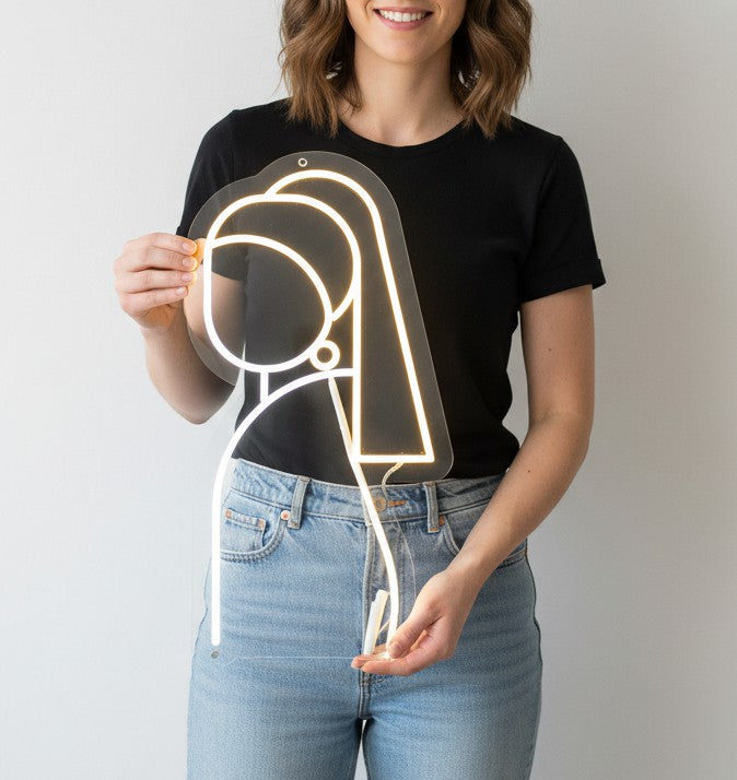 Abstract Girl with a Pearl Earring Neon sign