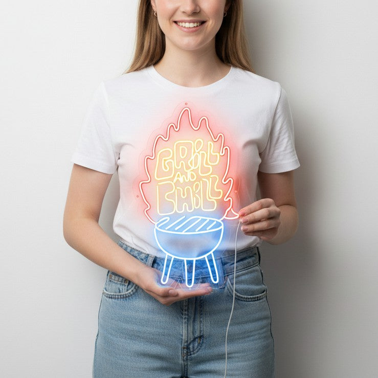 Enseigne au néon « Viande grillée »